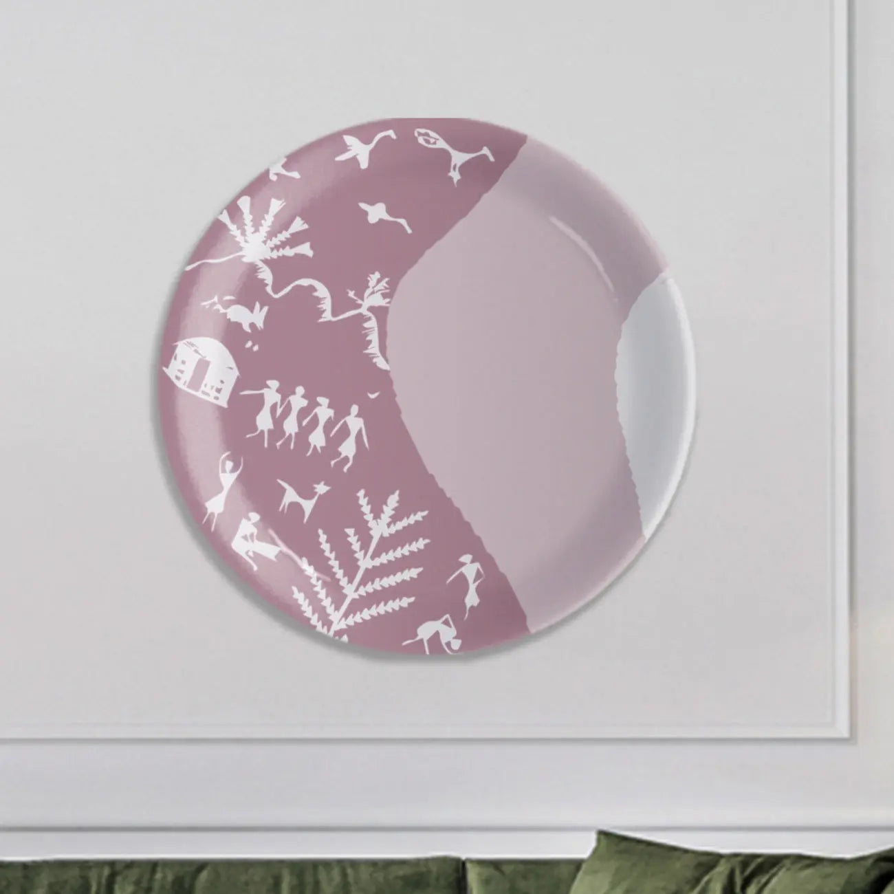 Modern Warli Floral Wall Plate - Harshita Craft