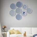 Abstract Geometry in Everyday Art Blue Pottery Inspired floral plate - Harshita Craft