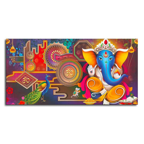 Auspicious Lord Ganpati Ganesha Canvas Wall Painting - Decor Mantra 