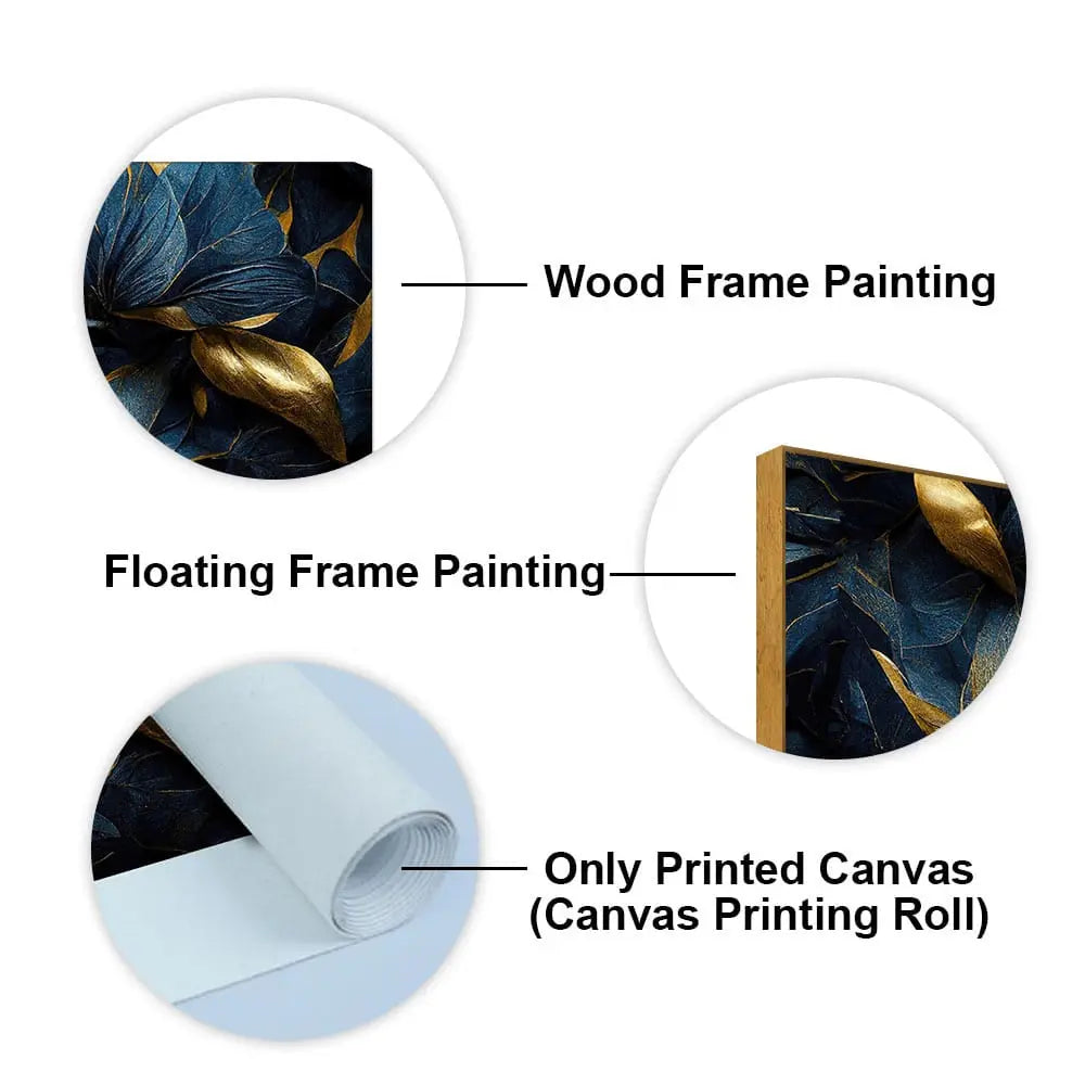 Golden Tropical leaves Canvas Wall Painting - Harshita Craft