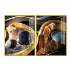 Premium Marble Stone Textural Art Acrylic Floating Wall Painting Set Of 2 - Decor Mantra 