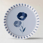 Abstract Geometry in Everyday Art Blue Pottery Inspired floral plate - Harshita Craft