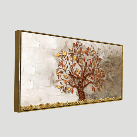 Beautiful Red and Yellow Leaf Tree Canvas Wall Painting - Decor Mantra 