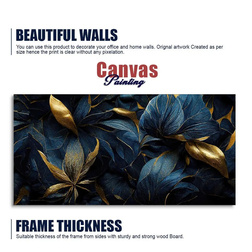 Golden Tropical leaves Canvas Wall Painting - Harshita Craft