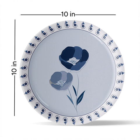 Abstract Geometry in Everyday Art Blue Pottery Inspired floral plate