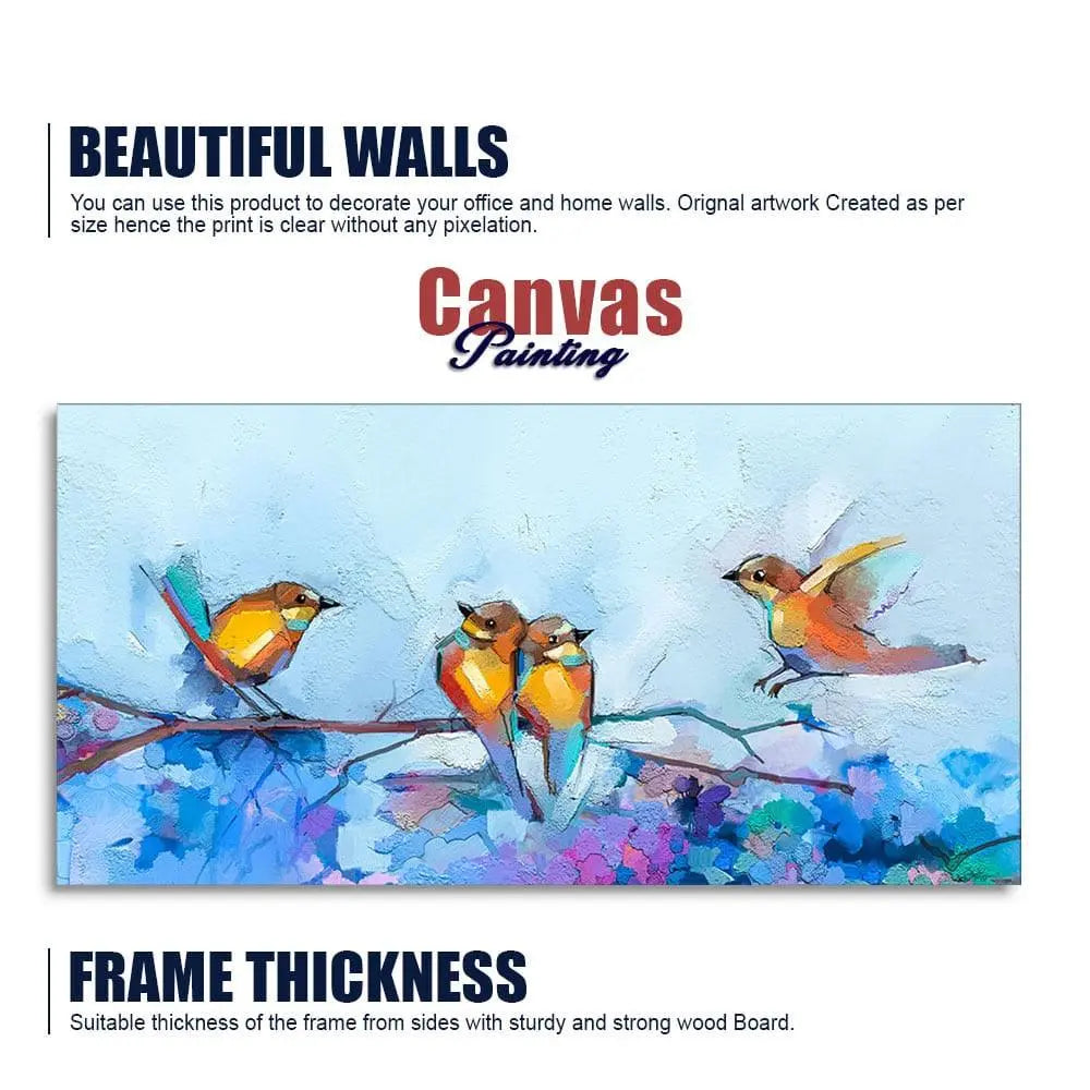 Beautiful Canary Birds on Branch Premium Canvas Wall Painting - Decor Mantra 