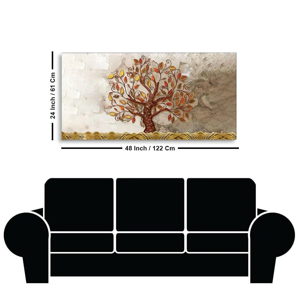 Beautiful Red and Yellow Leaf Tree Canvas Wall Painting - Decor Mantra 