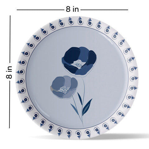 Abstract Geometry in Everyday Art Blue Pottery Inspired floral plate