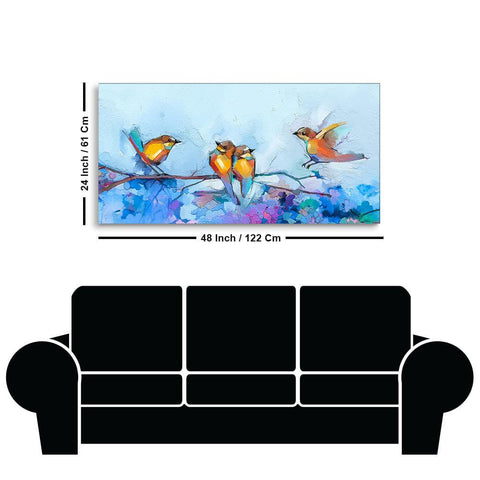 Beautiful Canary Birds on Branch Premium Canvas Wall Painting - Decor Mantra 