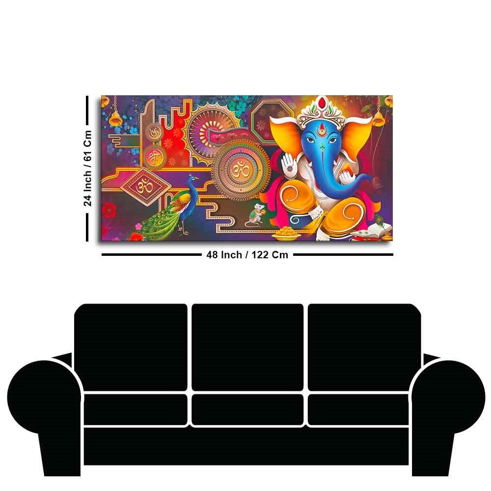 Auspicious Lord Ganpati Ganesha Canvas Wall Painting - Decor Mantra 