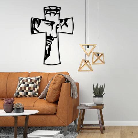 Jesus on Cross Symbol Metal Wall Art - Decor Mantra 