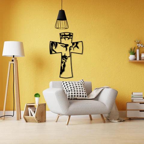 Jesus on Cross Symbol Metal Wall Art - Decor Mantra 