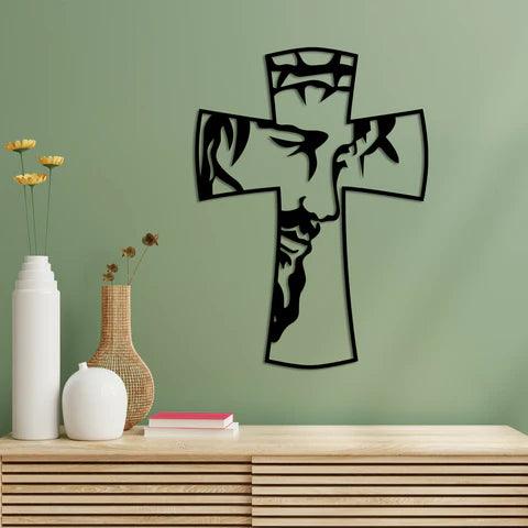Jesus on Cross Symbol Metal Wall Art - Decor Mantra 
