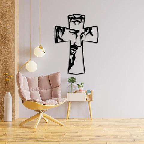 Jesus on Cross Symbol Metal Wall Art - Decor Mantra 