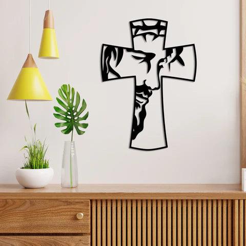 Jesus on Cross Symbol Metal Wall Art - Decor Mantra 