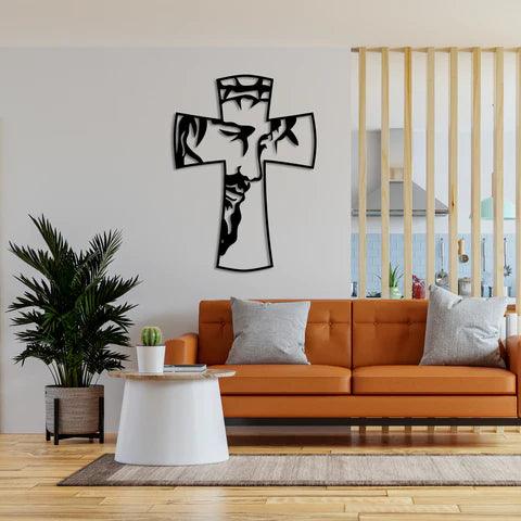 Jesus on Cross Symbol Metal Wall Art - Decor Mantra 