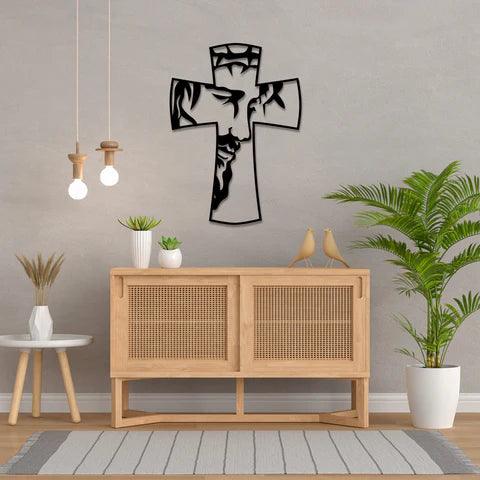 Jesus on Cross Symbol Metal Wall Art - Decor Mantra 