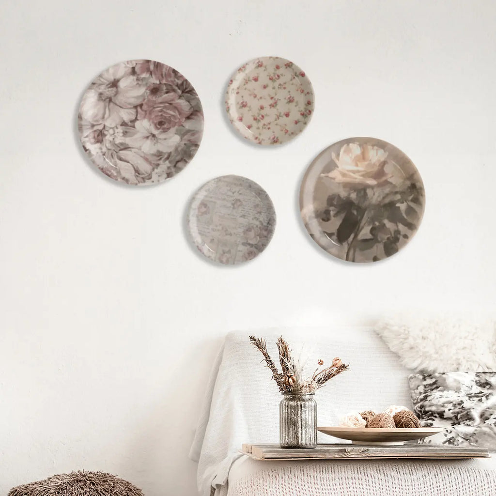 English Floral Wall Plate Set of 4 - Harshita Craft