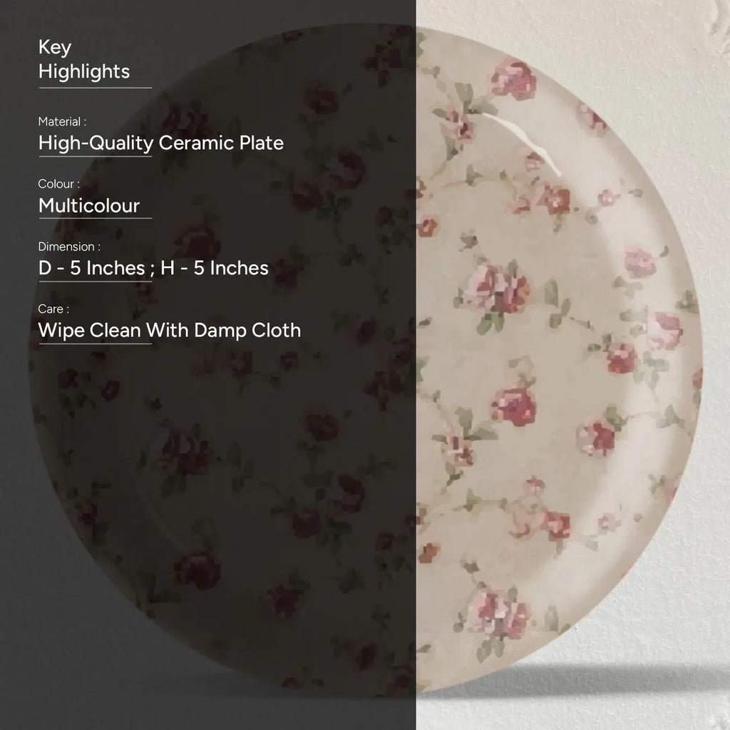 English Floral Wall Plate Set of 4 - Harshita Craft