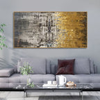 Modern Golden Abstract Textured Premium Canvas Wall Painting - Harshita Craft