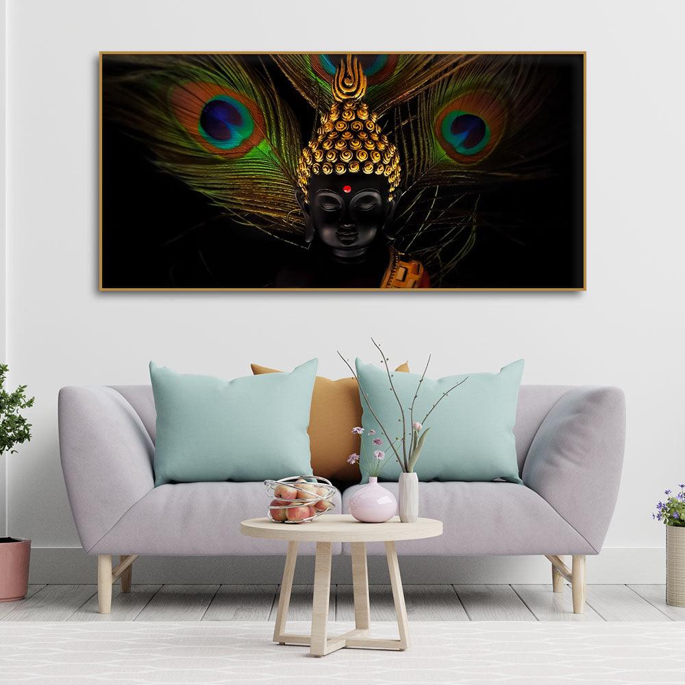 Peaceful Smiling Buddha Statue Canvas Wall Painting - Decor Mantra 