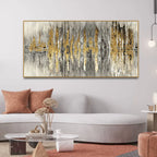 Modern Golden Abstract Design Premium Canvas Wall Painting - Harshita Craft