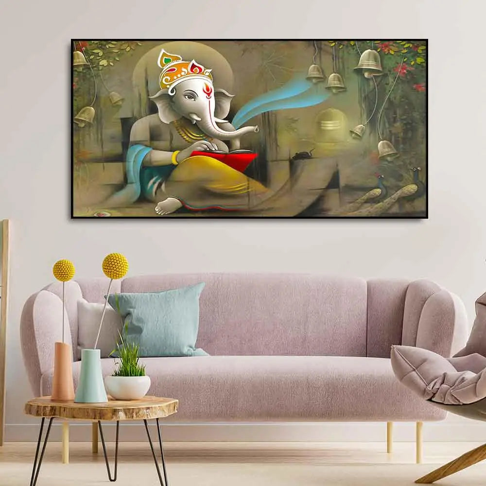 Spiritual God Ganesha Canvas Wall Painting - Decor Mantra 