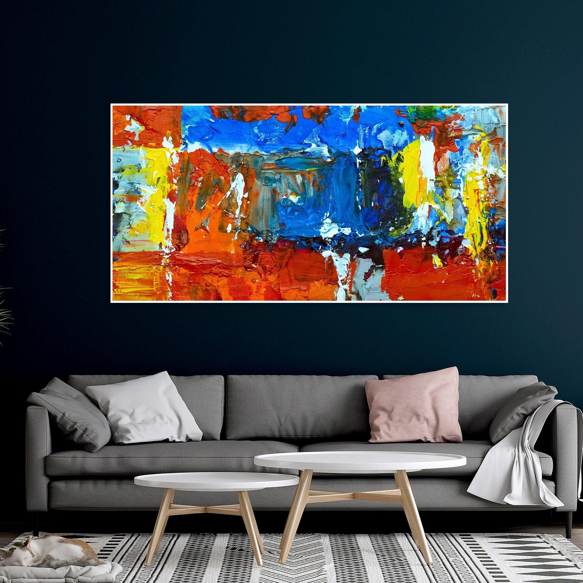 Colorful Abstract Texture Floating Frame Wall Painting - Decor Mantra 