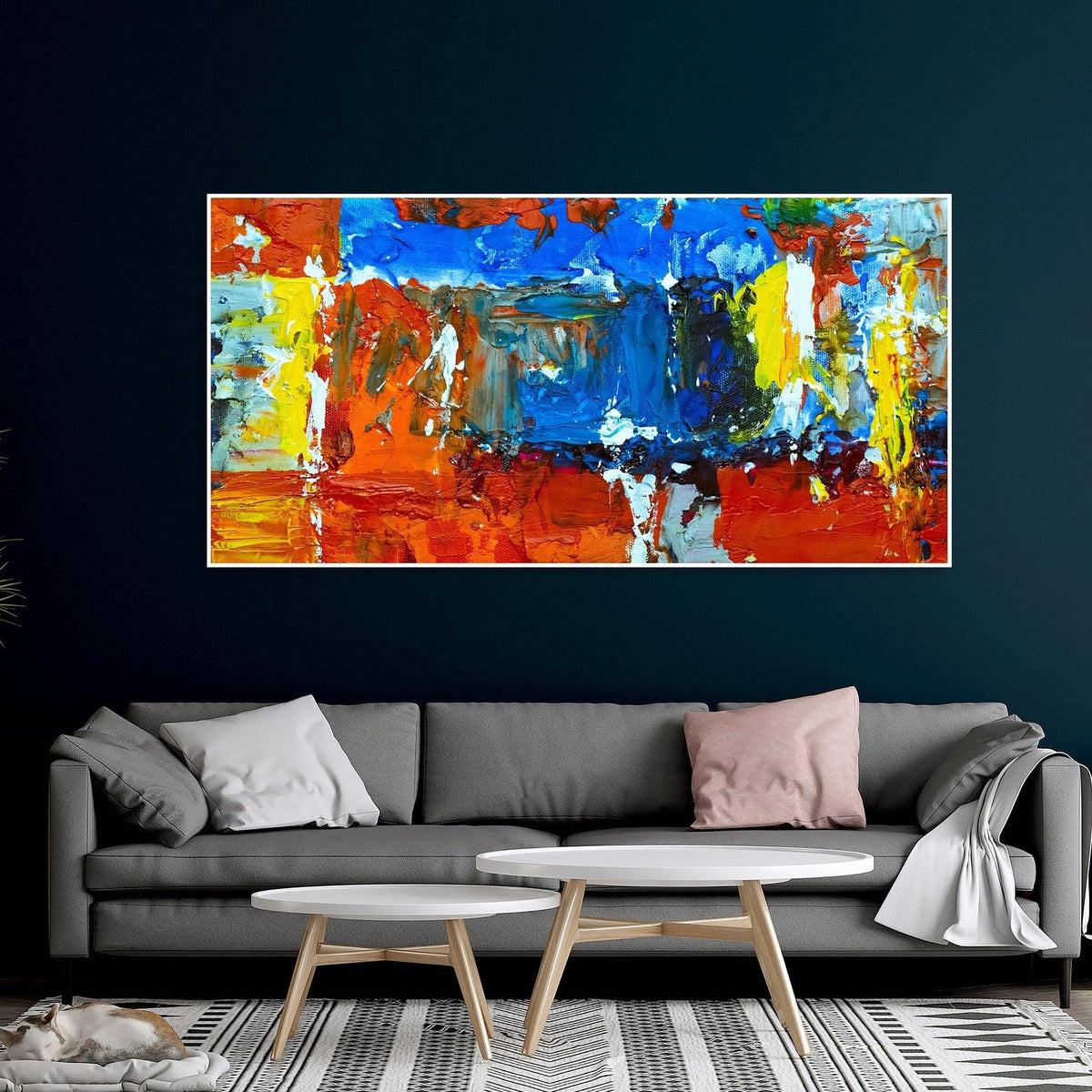Colorful Abstract Texture Floating Frame Wall Painting - Decor Mantra 
