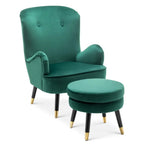 Luxurious Green Velvet Lounge Chair with Ottoman DECORMANTRA