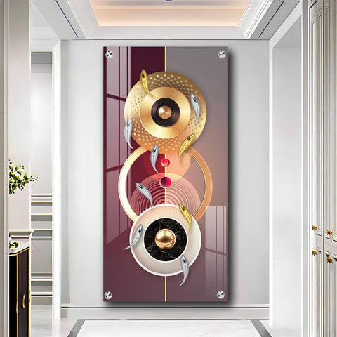 Stunning Vertical Acrylic Wall Art Adorned with Glittering Koi Fish - Decor Mantra 