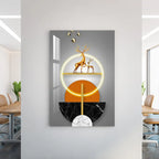 Golden Deer Illuminated Ring Acrylic Wall Art DECORMANTRA