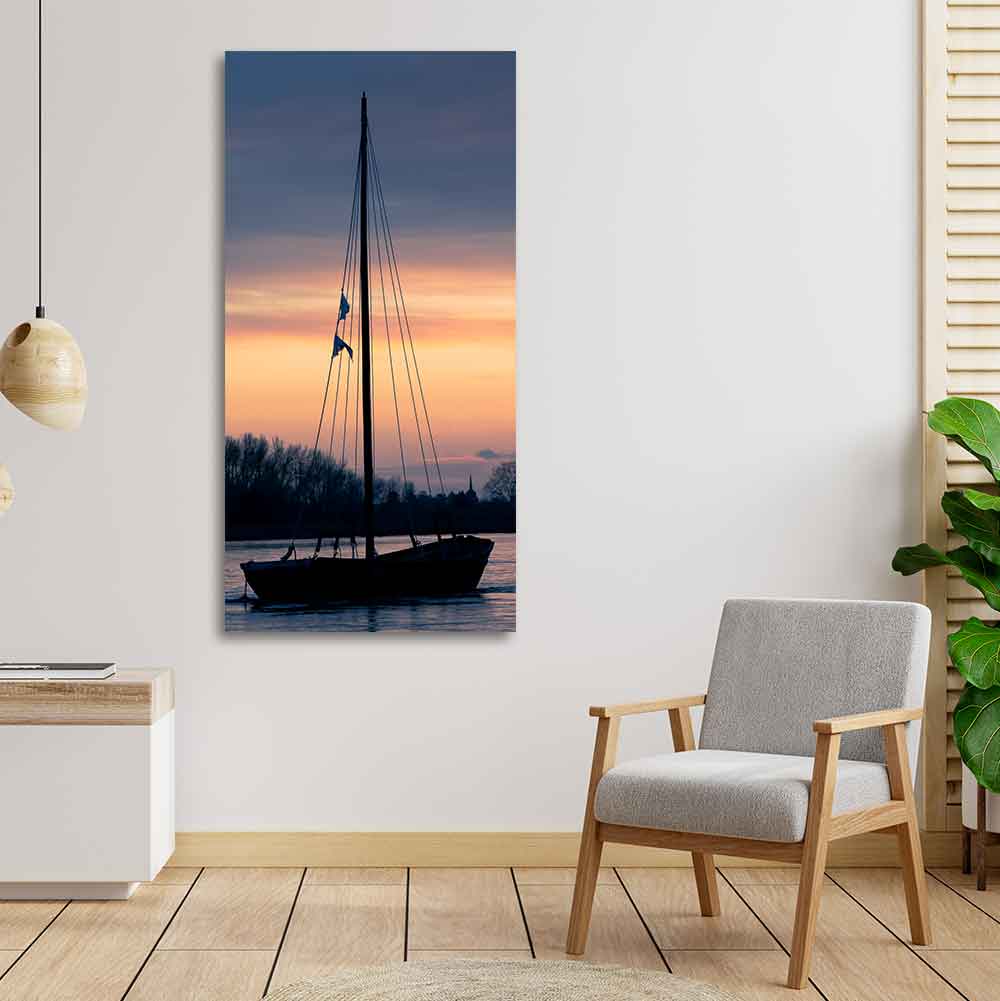 Boat at Sunset Canvas Wall Painting Decor Mantra