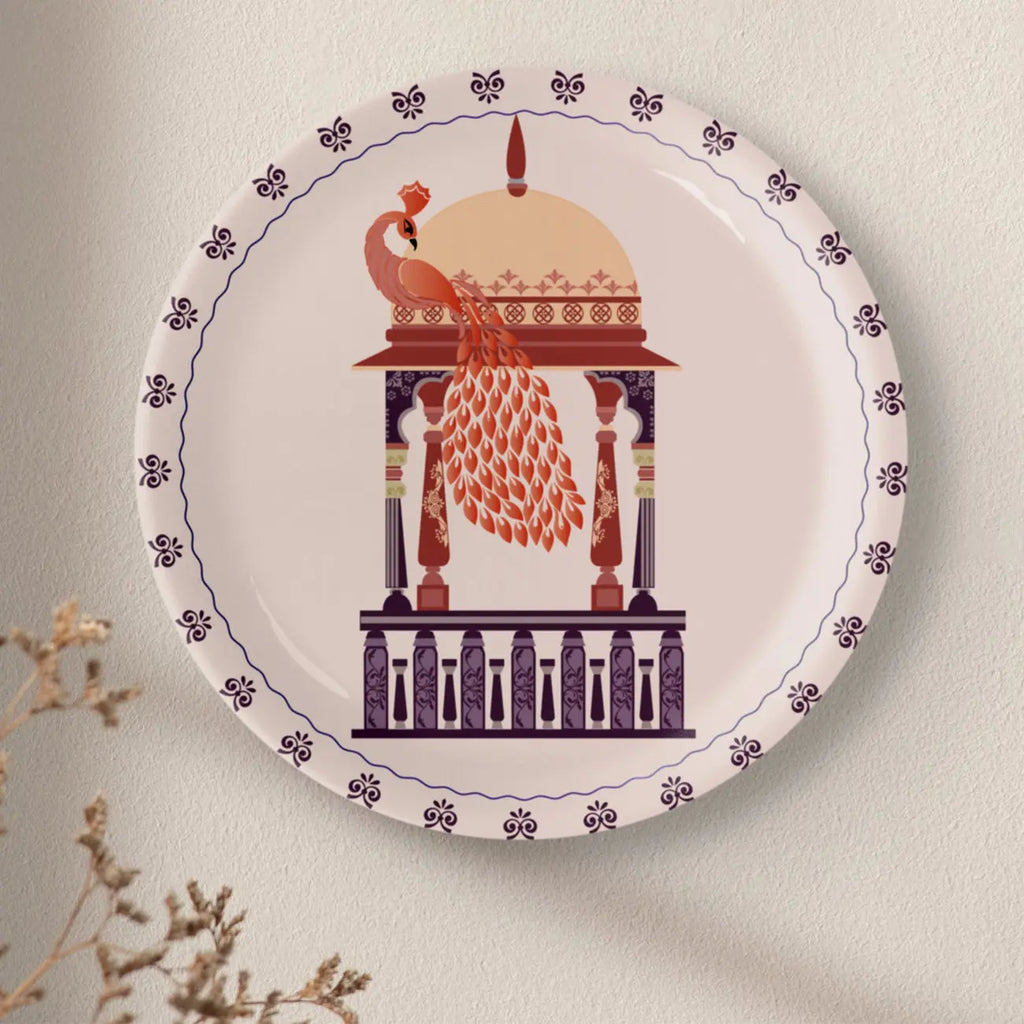 Harmony of Nature and Artistry peacock plate - Harshita Craft