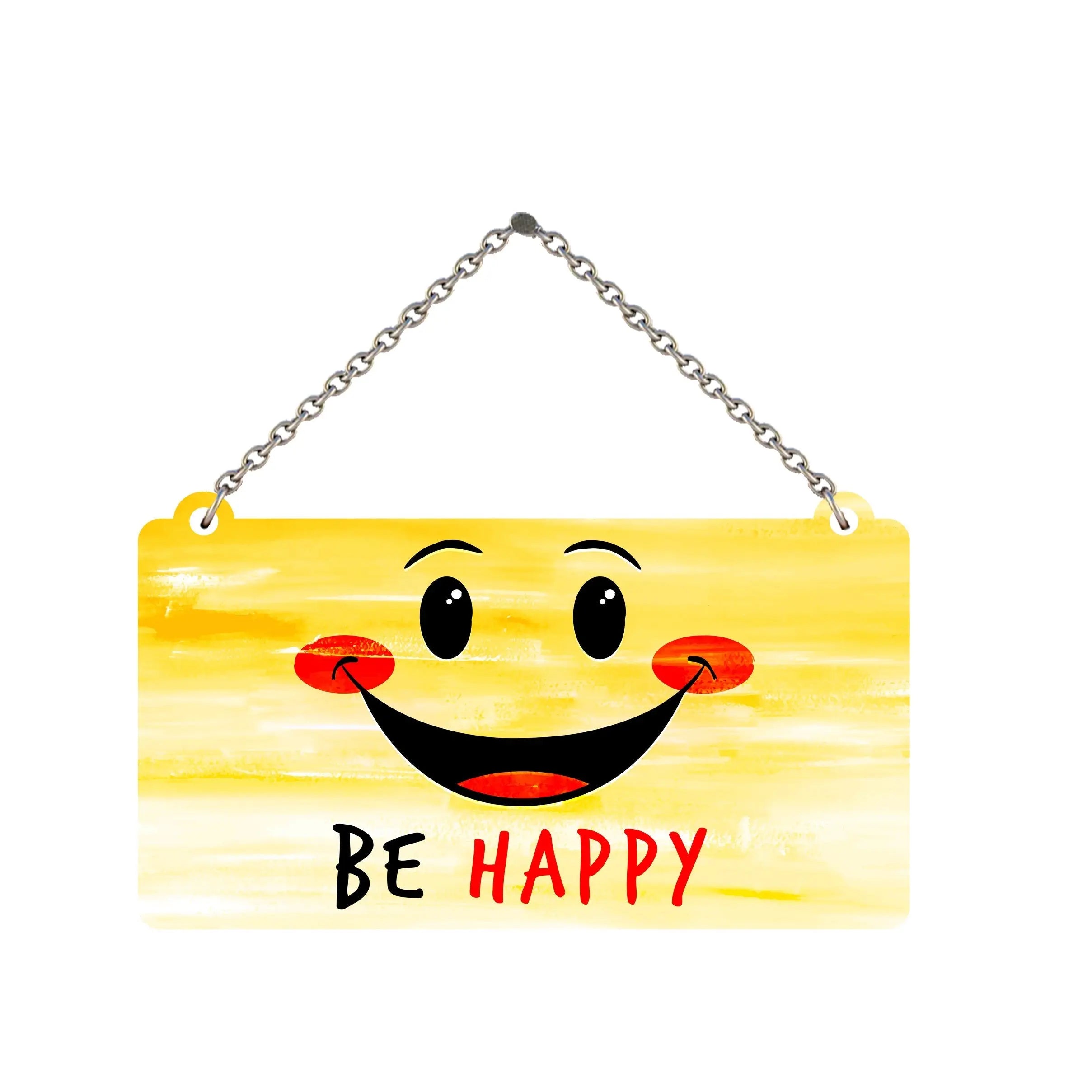 Be Happy Smiley Wooden Wall Hanger for Home|Office|Living Room|Gift - Harshita Craft