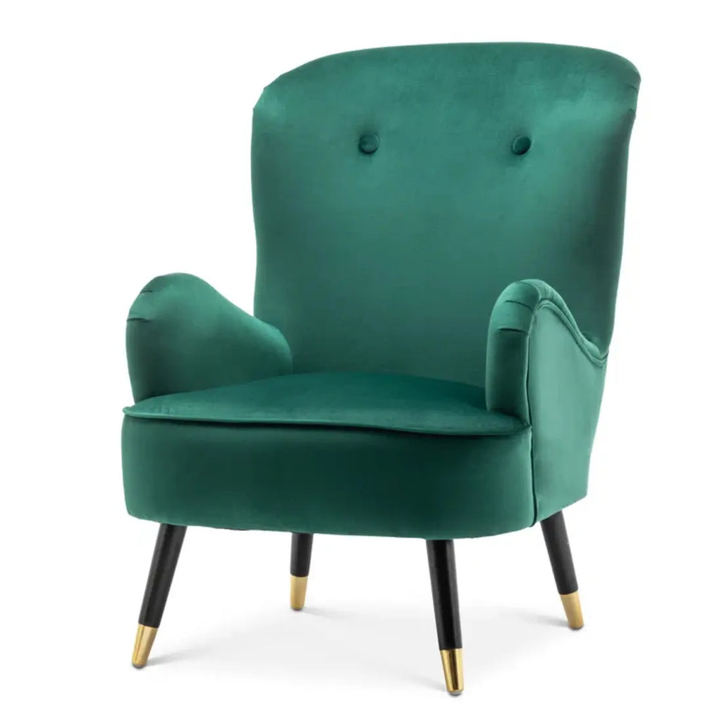 Luxurious Green Velvet Lounge Chair with Ottoman DECORMANTRA