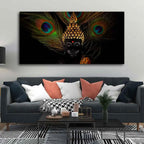 Peaceful Smiling Buddha Statue Canvas Wall Painting - Decor Mantra 