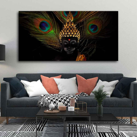 Peaceful Smiling Buddha Statue Canvas Wall Painting - Decor Mantra 