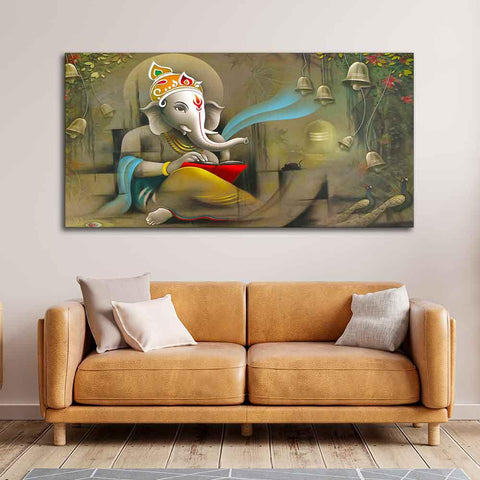 Spiritual God Ganesha Canvas Wall Painting - Decor Mantra 