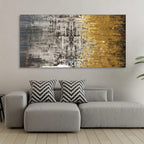 Modern Golden Abstract Textured Premium Canvas Wall Painting - Harshita Craft