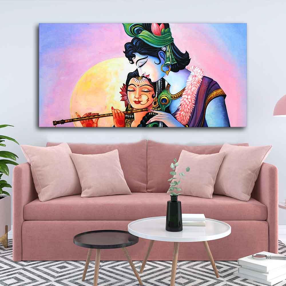 Colorful Wall Painting of Lord Radhe Krishna - Decor Mantra 