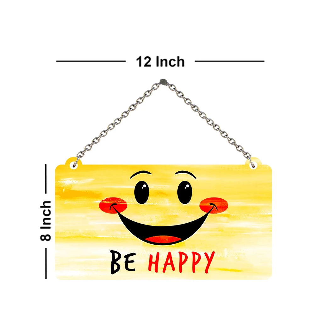Be Happy Smiley Wooden Wall Hanger for Home|Office|Living Room|Gift - Harshita Craft