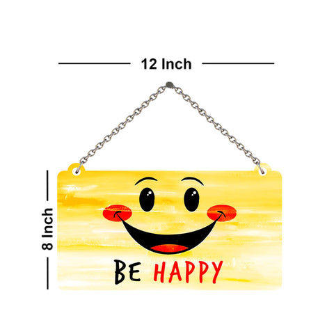 Be Happy Smiley Wooden Wall Hanger for Home|Office|Living Room|Gift
