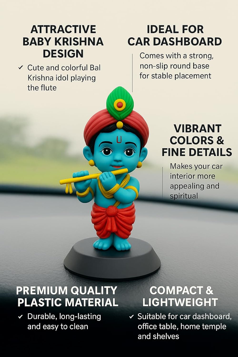 Hand-Painted Resin Krishna Statue