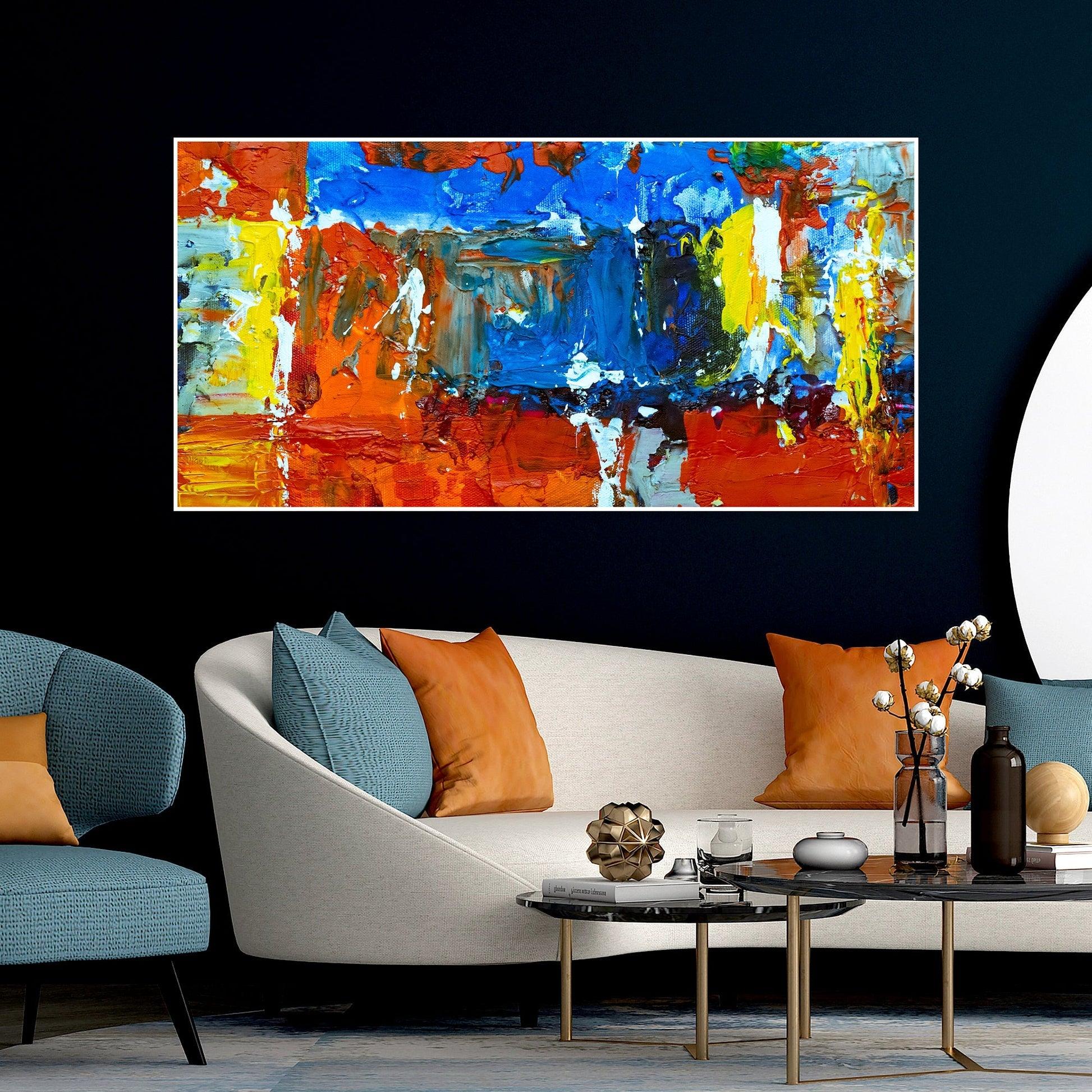 Colorful Abstract Texture Floating Frame Wall Painting - Decor Mantra 