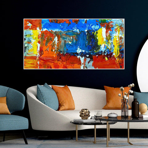 Colorful Abstract Texture Floating Frame Wall Painting - Decor Mantra 