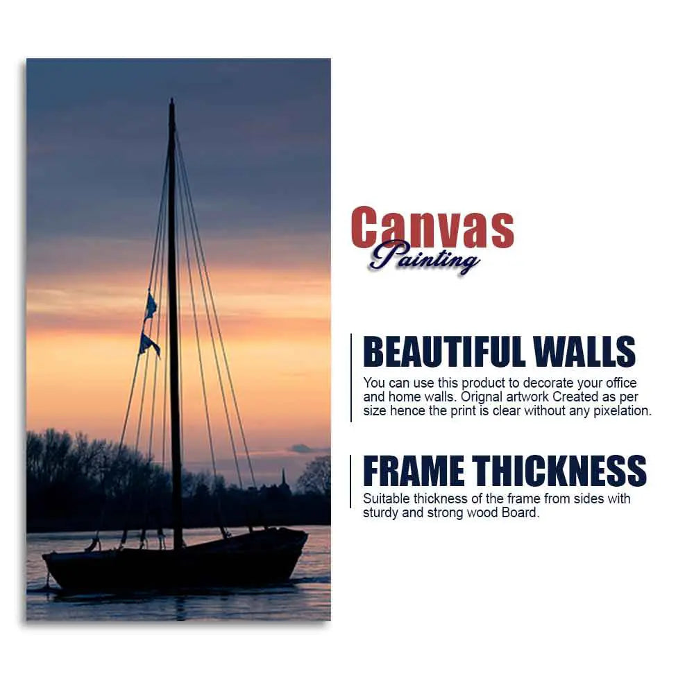 Boat at Sunset Canvas Wall Painting Decor Mantra