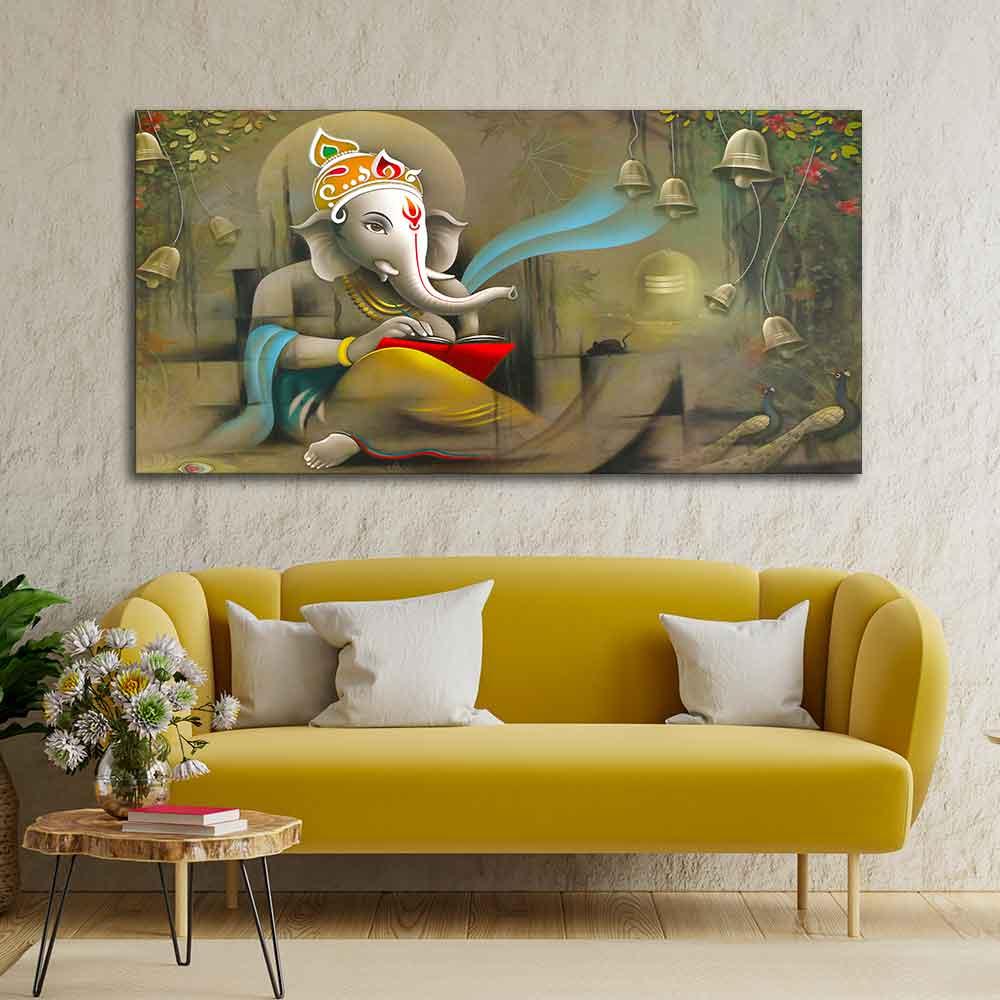 Spiritual God Ganesha Canvas Wall Painting - Decor Mantra 