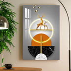 Golden Deer Illuminated Ring Acrylic Wall Art DECORMANTRA