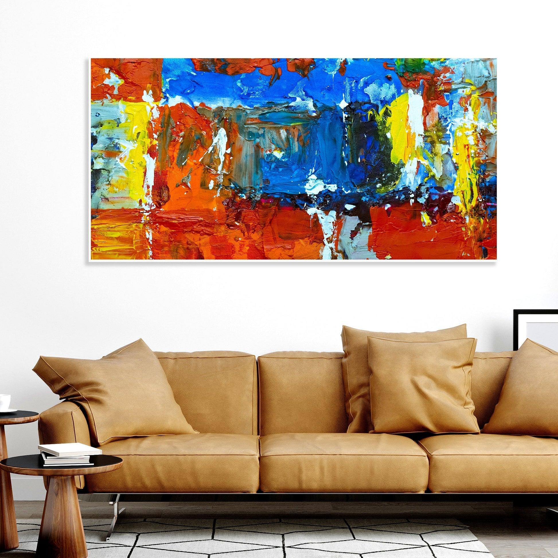 Colorful Abstract Texture Floating Frame Wall Painting - Decor Mantra 